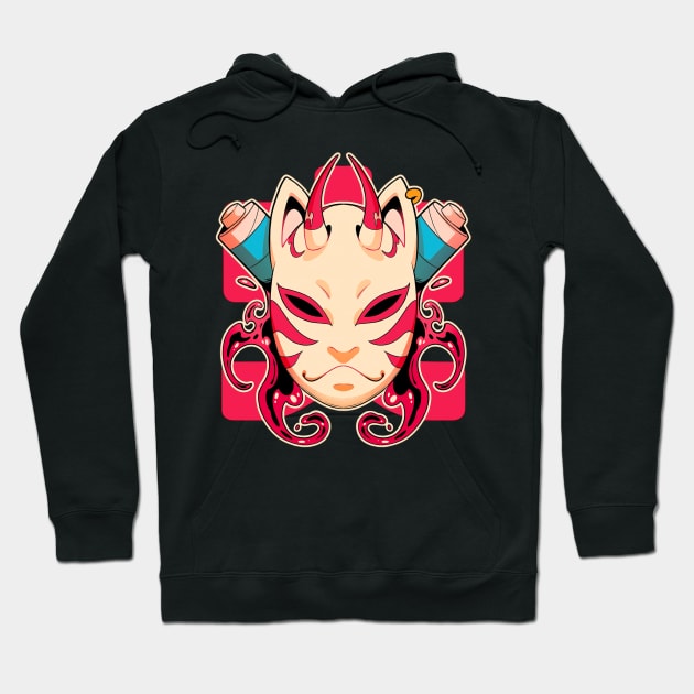 japanese mask Hoodie by TOSSS LAB ILLUSTRATION